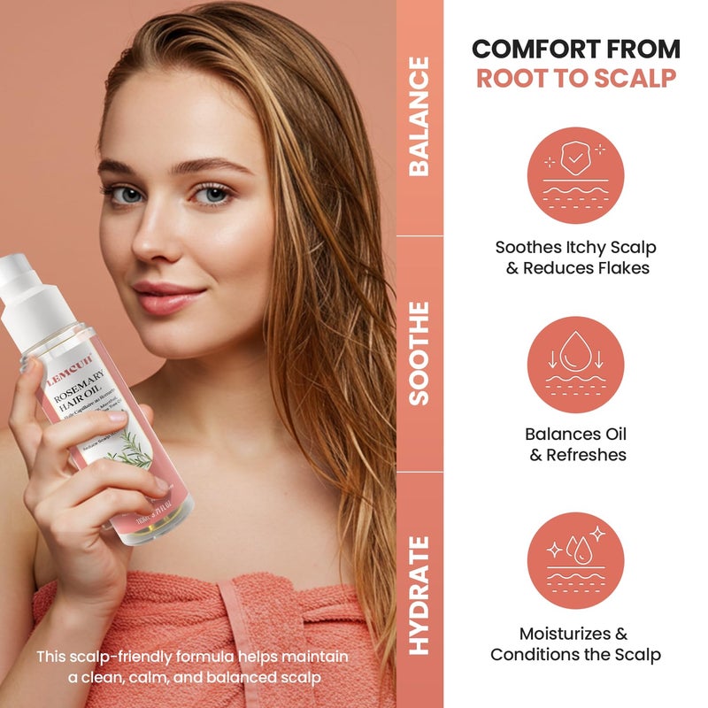 Lemcuh Hair Growth Serum Oil for Women, 100% Vegan Herbal Extracts, Follicle Activating Scalp Serum, Root Revive for Thicker Fuller Hair, Hair Loss, Shedding, Dry & Damaged Hair Treatment, 3.7 fl oz - Image 3
